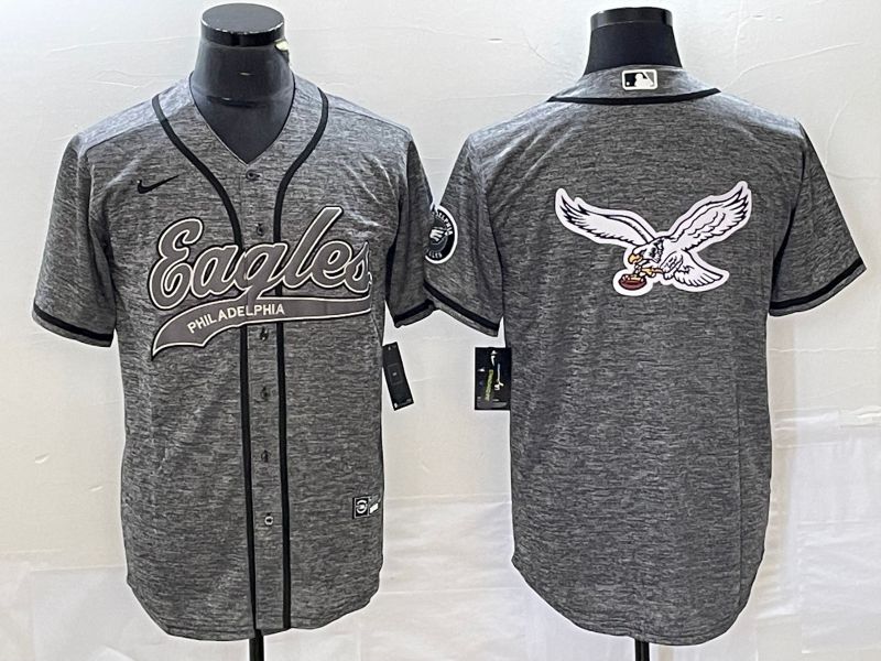 Men Philadelphia Eagles Blank Grey Nike 2023 Co Branding Game NFL Jersey style 1->customized nfl jersey->Custom Jersey